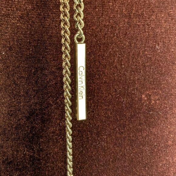 Calvin Klein Wrap goldtone bar pendant chain necklace * belt - Picture 6 of 8